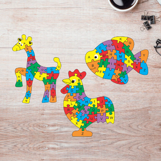 Rompecabezas Pers.Educativo de Jirafa, Pez y Gallina-Puzzles Peru