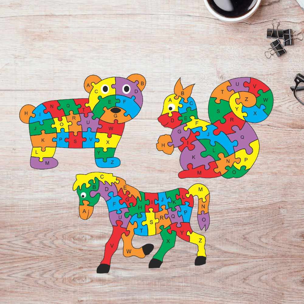 Rompecabezas Pers.Educativo de Ardilla, Oso y Caballo-Puzzles Peru