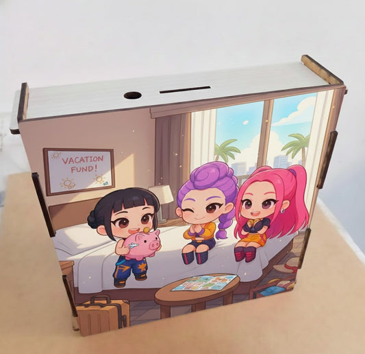 Alcancía de Madera con Metas de Ahorro | GUERRERAS KPOP