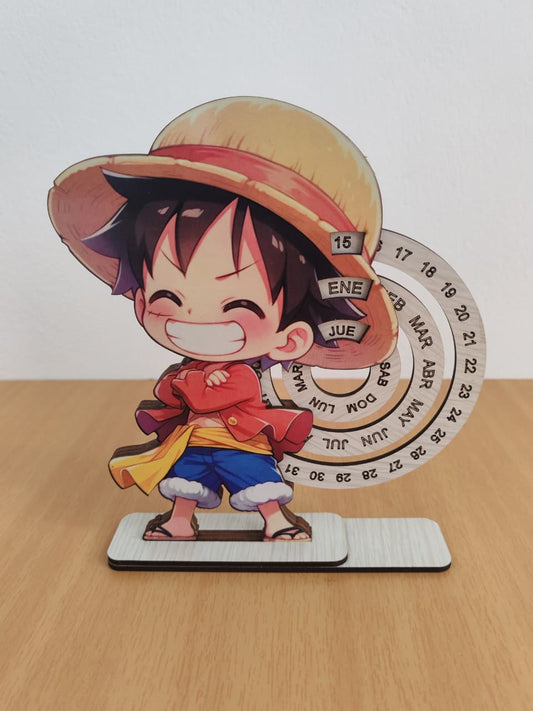 Calendario Infinito Decorativo de Madera MDF - Money D'Luffy