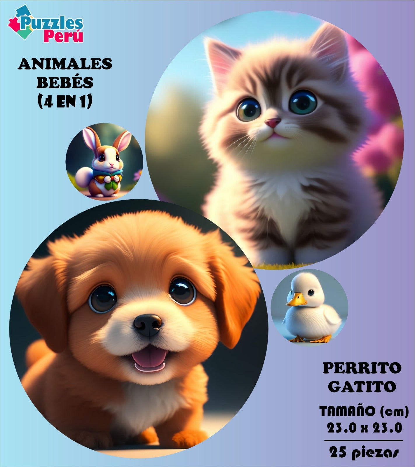 Rompecabezas Baby animales X4 C:9.1 Pers. Puzzles Peru