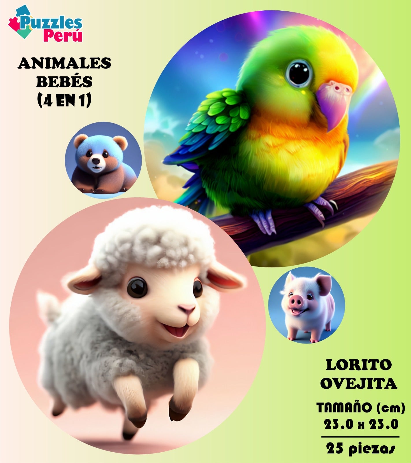 Rompecabezas Baby animales X4 C:9.2 Pers. Puzzles Peru