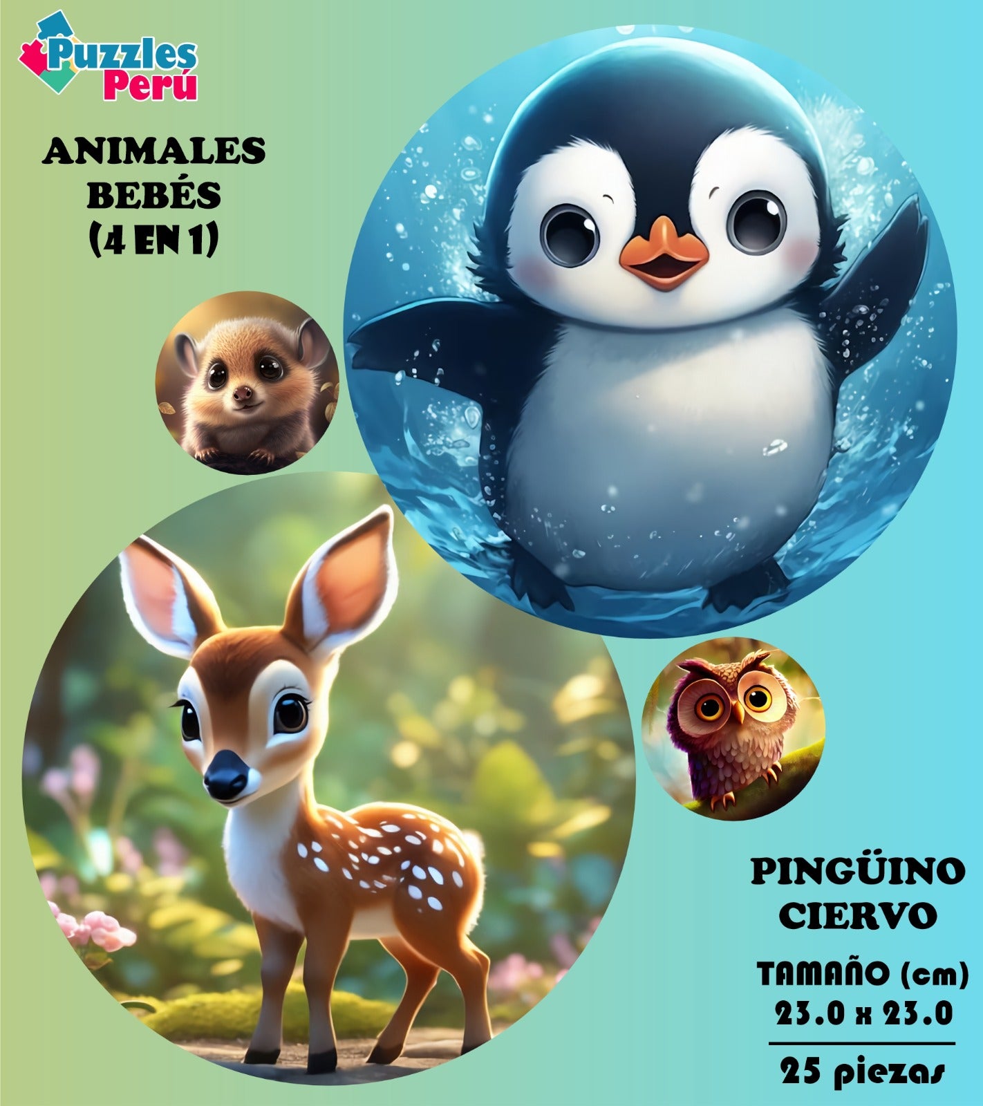 Rompecabezas Baby animales X4 C:9.3 Pers. Puzzles Peru